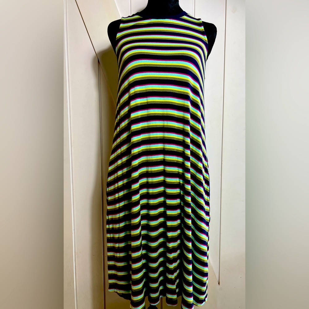 Time and Tru Black and Green Halter Midi Dress